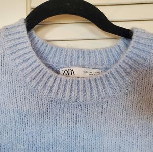 Zara baby blue short sleeve sweater size USA L EUR L